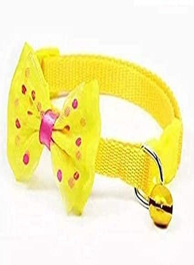 Pups&Pets Dog Collar with Bell-Bow Tie Cute Safety Collars for Puppies and Small Dogs (Color Yellow) - Image 1